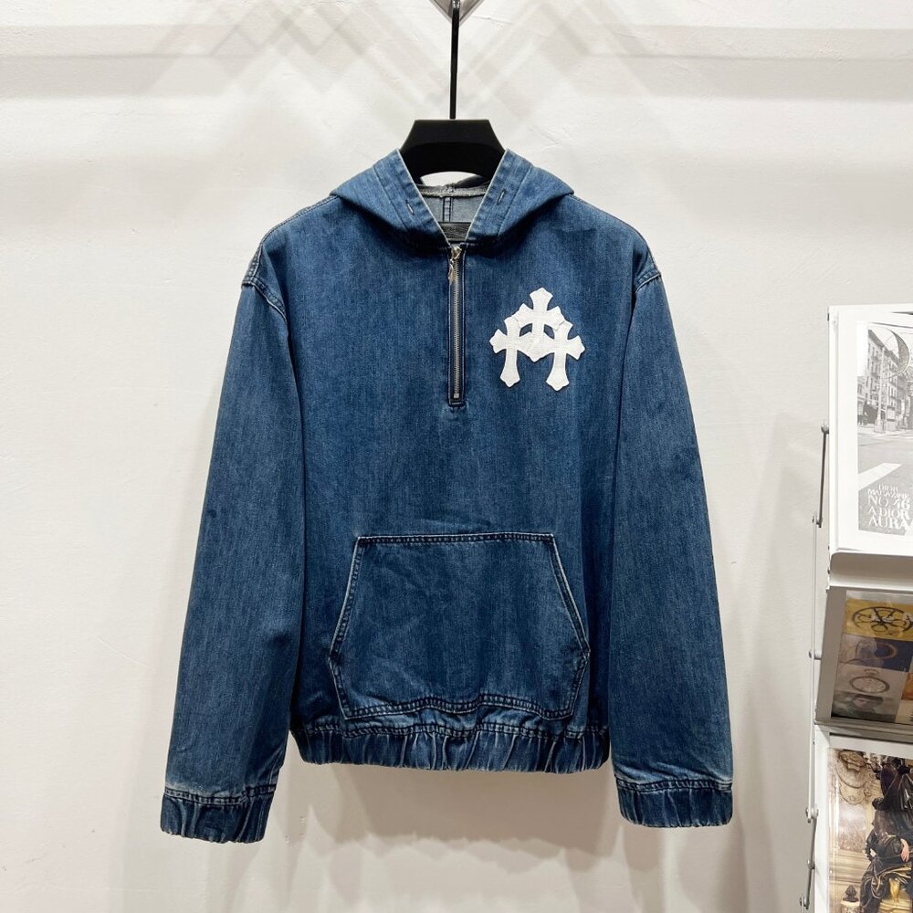 Chrome Hearts Hooded Long-Sleeve Half-Zip Jacket